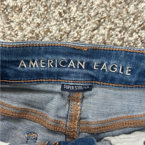 🦋 American Eagle Outfitters Super Stretch High Rise Shorties Denim Shorts 0 - Picture 2 of 8